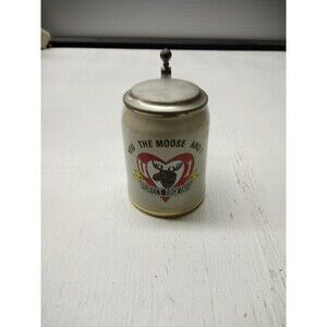 K.U.F. German Stoneware  .5L  Beer Stein with Lid You the Moose and I Perfect To
